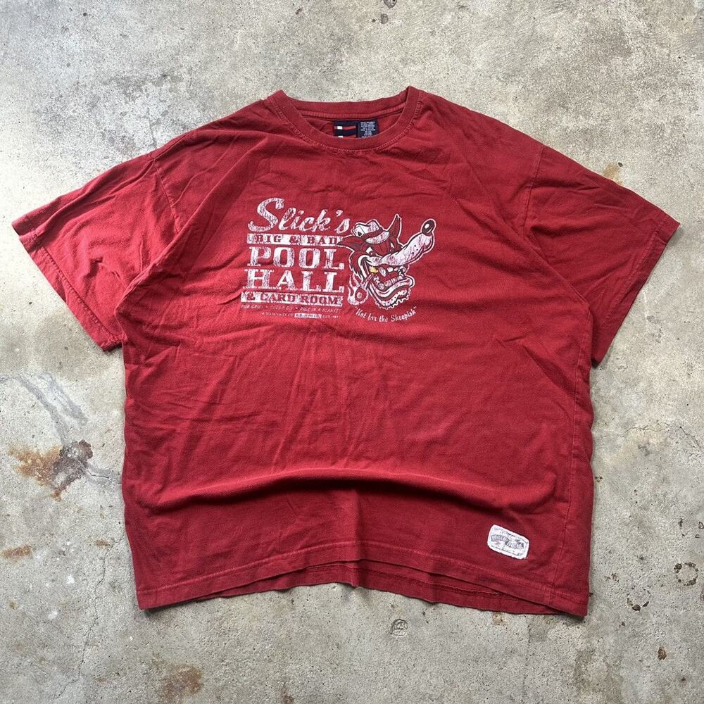 Vintage 90s Y2K Red Bugle Boy Jeans Pool Hall Shirt Size XL